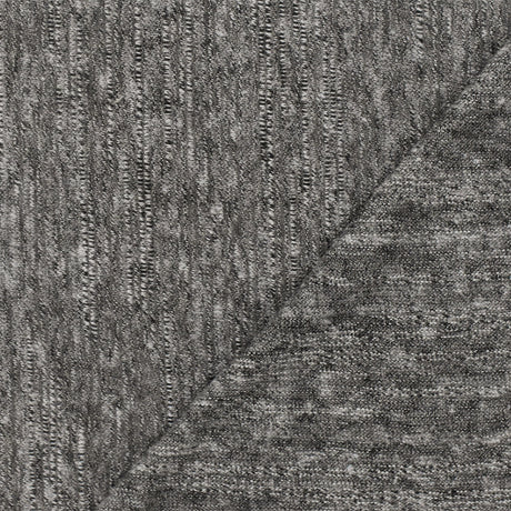 1 Yard Simple Gray & Black Gray Slub Stretch Jersey Knit Fabric, 60 Inches Wide