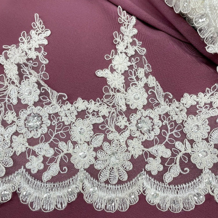 Beaded Corded Lace Trimming 8"