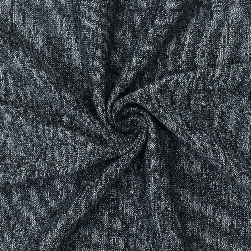 1 Yard Navy Blue, Black & White Jersey Knit Polyester, Cotton Blend, Horizontal Stretch 55" Wide