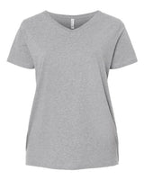 LAT Women's Curvy Collection Fine Jersey V-Neck Tee