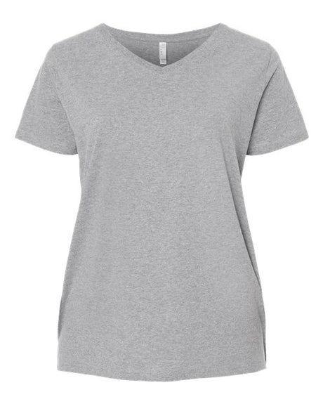 LAT Women's Curvy Collection Fine Jersey V-Neck Tee