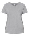 LAT Women's Curvy Collection Fine Jersey V-Neck Tee