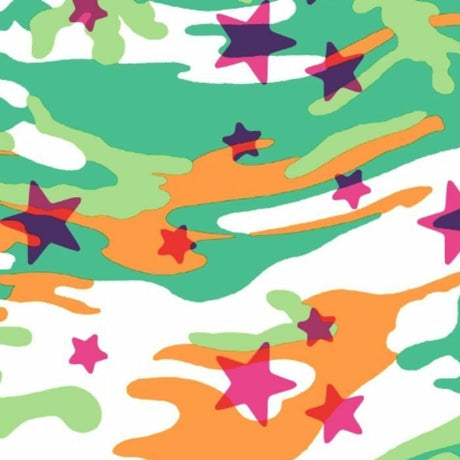 Printed Spandex Camo Star Fabric