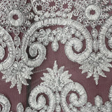 Corded Double Sided Lace Trimming Polyester Fabric - Embroidered Net Mesh, 6.5" Width (1 Yard)