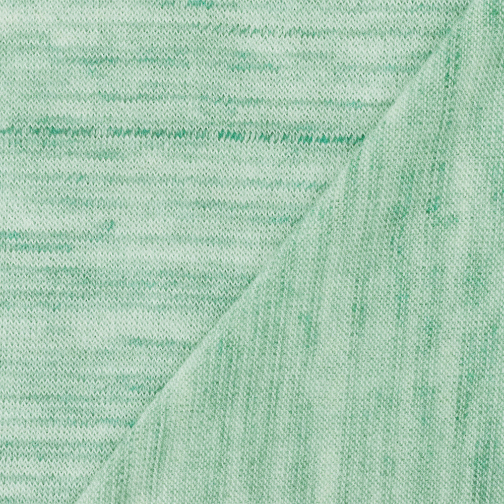 1 Yard Mint Green Ivory Slub Stretch Rayon Jersey Knit Fabric For Dancewear And Overlays 58 Inches Width