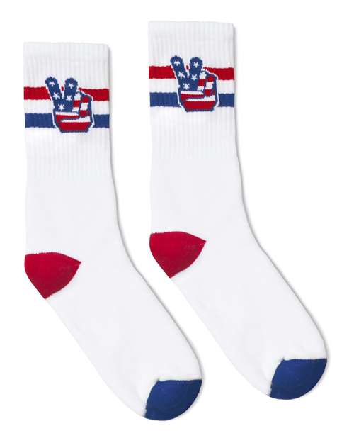 USA-Made Striped Crew Socks