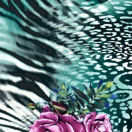 Printed Spandex Fabric Lady Rose Floral Animal