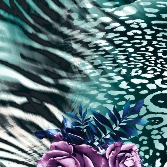 Printed Spandex Fabric Lady Rose Floral Animal