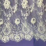 Beaded Chantilly Floral Lace White