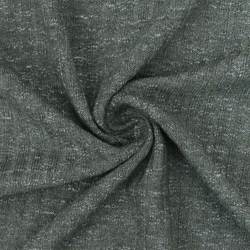 1 Yard Charcoal, Gray & White Rib Knit Fabric Textured Stretch for Apparel & Activewear 62 Inches Wide
