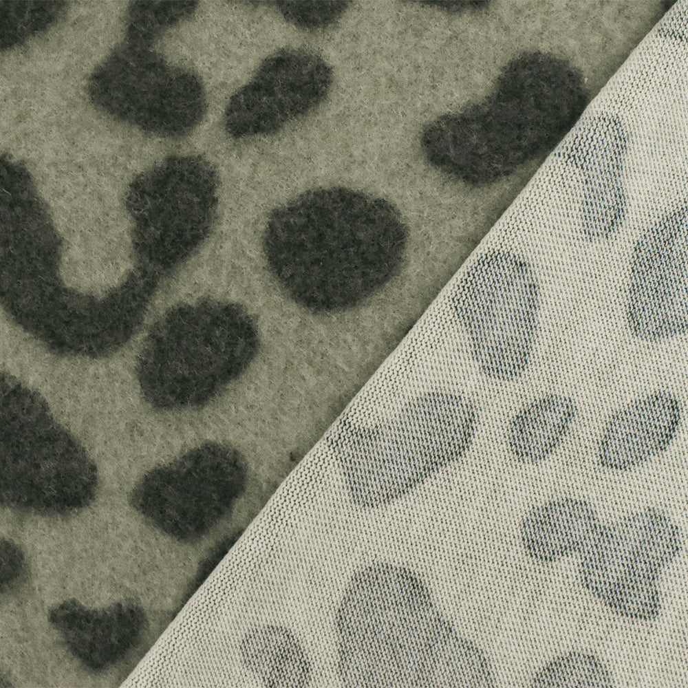 1 Yard Olive Gray Black Cheetah Print Stretch Poly Brushed Jersey Knit Fabric 60 Inches