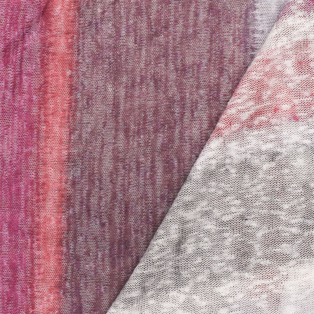 1 Yard Dusty Purple Blue Multi Tie Dye Stripe Stretch Cotton Jersey Knit Fabric 60 Inches