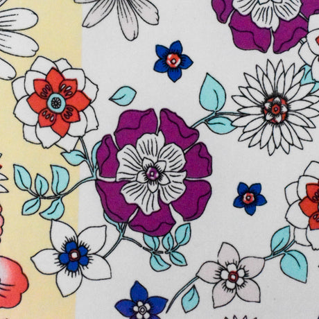 1 Yard Cream Yellow Teal Floral Stretch Swimwear Knit Fabric Soft Poly Spandex 58 Inches