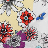 1 Yard Cream Yellow Teal Floral Stretch Swimwear Knit Fabric Soft Poly Spandex 58 Inches