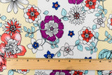 1 Yard Cream Yellow Teal Floral Stretch Swimwear Knit Fabric Soft Poly Spandex 58 Inches