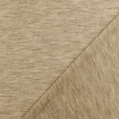 1 Yard Ivory & Desert Beige Slub Jersey Knit Matte Finish Fabric for Dresses & Tees, 60 Inches Width