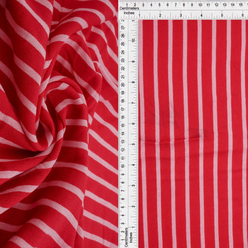 1 Yard Rayon Crepon Wash Vertical Stripe Yarn Dyed Woven Fabric Lightweight 51/52" Width