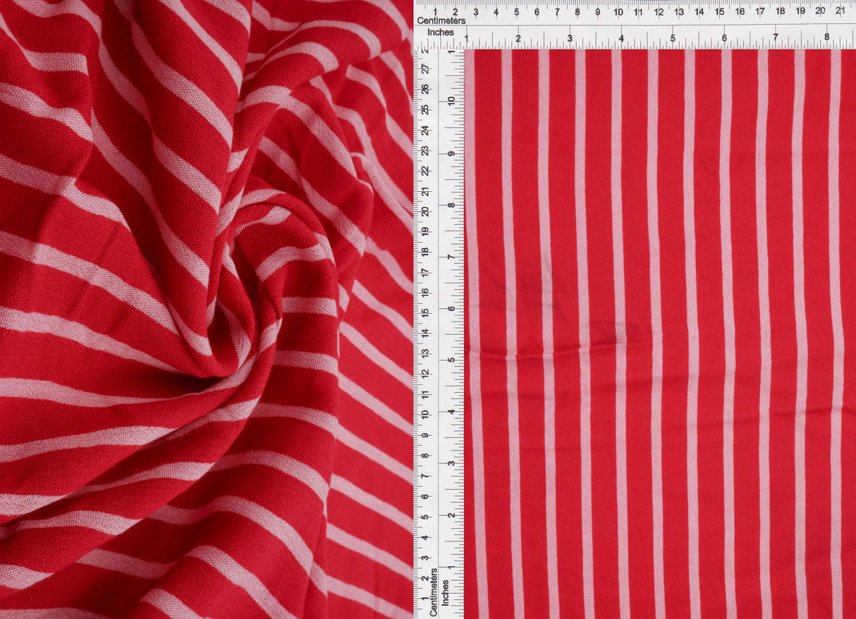 1 Yard Rayon Crepon Wash Vertical Stripe Yarn Dyed Woven Fabric Lightweight 51/52" Width