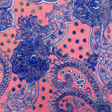 1 Yard Lady Pink Blue Multi Baroque Printed Stretch Poly ITY Jersey Knit Fabric 58" Width