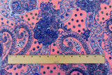 1 Yard Lady Pink Blue Multi Baroque Printed Stretch Poly ITY Jersey Knit Fabric 58" Width