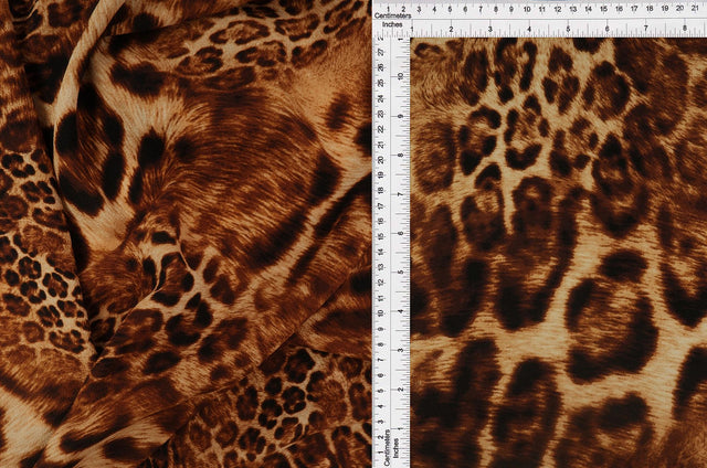 Animal Print Ghost Crepe Fabric Mocha