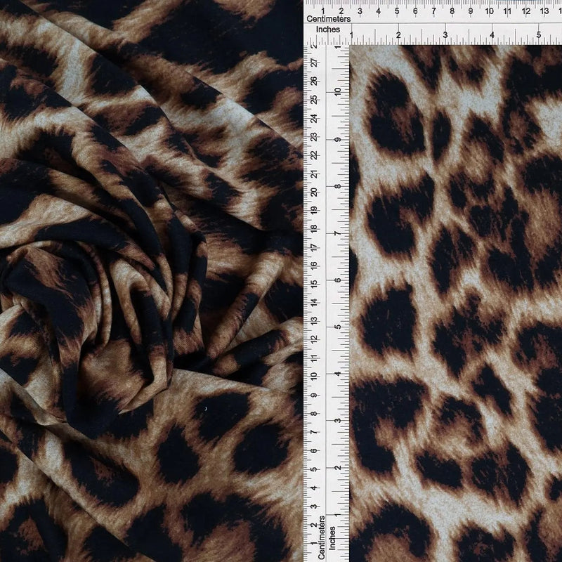 1 Yard French Terry Animal Print Knit Fabric, 58/60'' Wide Poly Rayon Blend