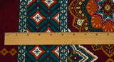 1 Yard Elegant Red Multi Moroccan Border Print ITY Jersey Fluid with Exotic Patterns for Unique Apparel, 61 Inches Wide
