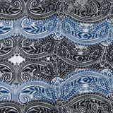 1 Yard Navy Blue White Black Lace Border Printed Stretch Poly Jersey Knit Fabric 58" Width