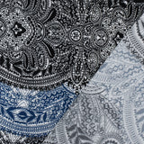 1 Yard Navy Blue White Black Lace Border Printed Stretch Poly Jersey Knit Fabric 58" Width