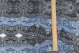 1 Yard Navy Blue White Black Lace Border Printed Stretch Poly Jersey Knit Fabric 58" Width