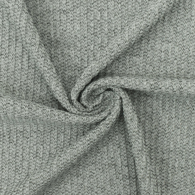 1 Yard Black & Light Icy Gray Rib Knit Textured Stretch Fabric for Dresses & Activewear, 57" Width