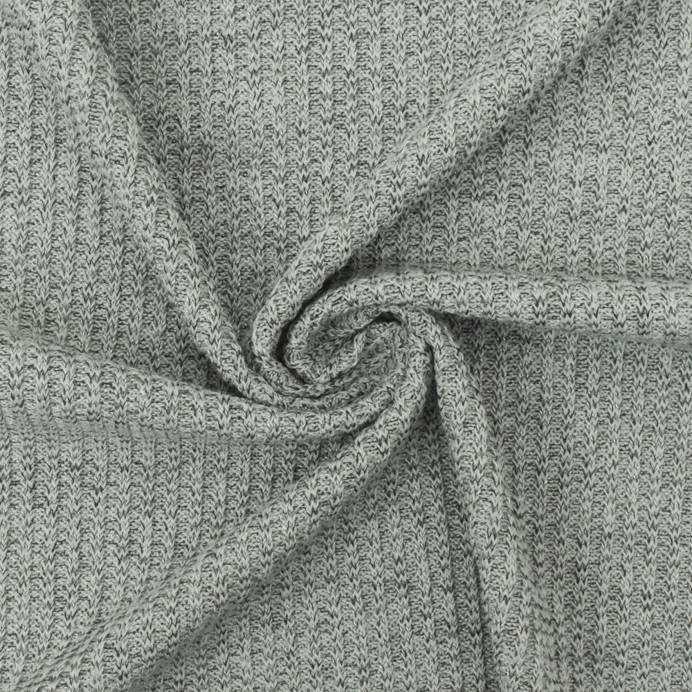 1 Yard Black & Light Icy Gray Rib Knit Textured Stretch Fabric for Dresses & Activewear, 57" Width