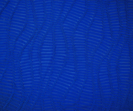 1 Yard Blue Poly Stretch Spandex Semi Sheer Abstract Stripe Knit Fabric For Apparel Crafts 59 Inches Width