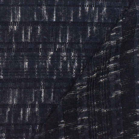 1 Yard Night Nav & White Slub Stretch Multi Rib Knit Fabric for dresses, 61 Inches Wide
