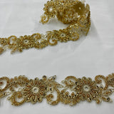 Beaded Corded Lace Trim on Polyester Mesh
