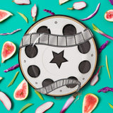 8 Count 7" Movie Night Film Reel Round Disposable Dessert Plates Fun Cinema Party Tableware
