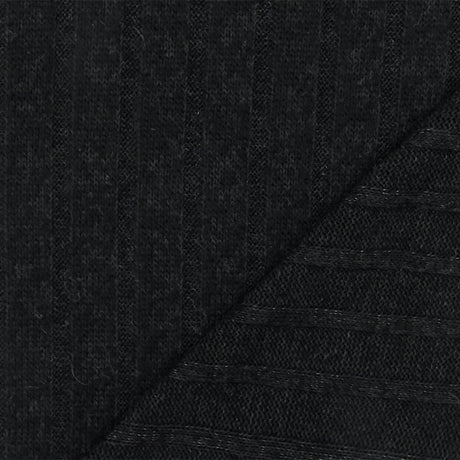 1 Yard Black Stripe Stretch Brushed 7 by 4 Rib Knit Fabric 65 Inches Wide