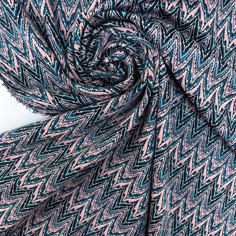 Polyester Elastane Knit Geometric Blue-Pink