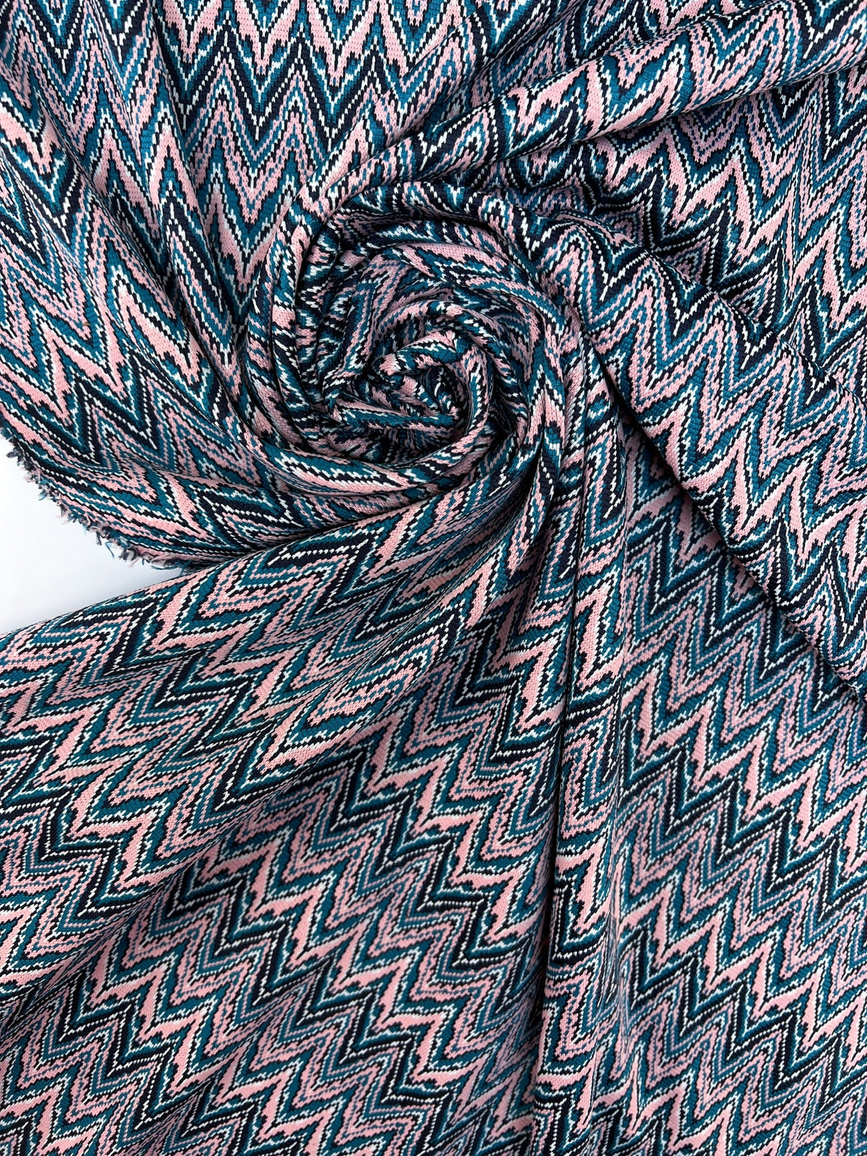 Polyester Elastane Knit Geometric Blue-Pink
