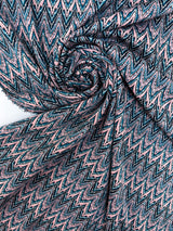 Polyester Elastane Knit Geometric Blue-Pink