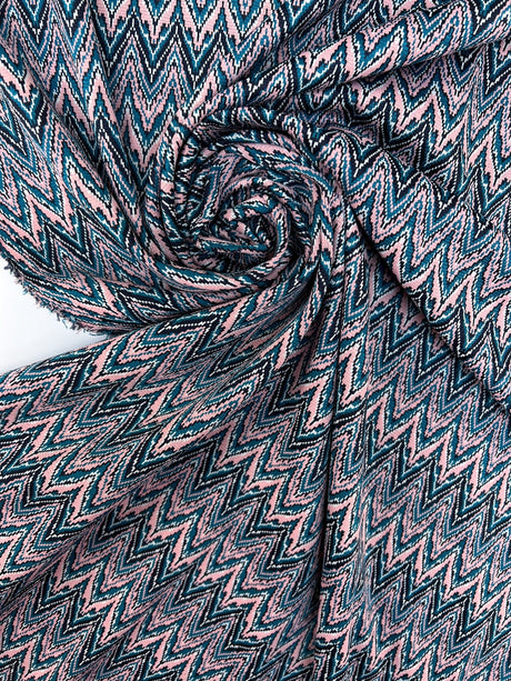 Polyester Elastane Knit Geometric Blue-Pink