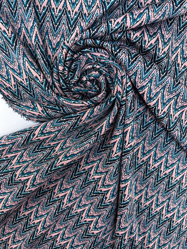 Polyester Elastane Knit Geometric Blue-Pink