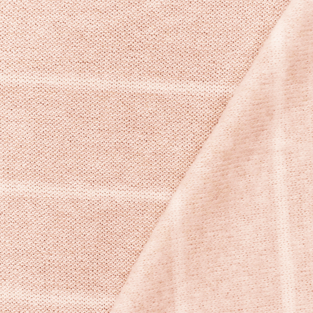 1 Yard Pink White Stripe Stretch Poly Blend Brushed Face Jersey Knit Fabric 53" Width
