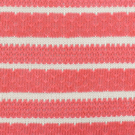 1 Yard Cayenne Pink & White Jersey Knit Matte, Semi Sheer, Moderate Stretch Fabric 57" Width