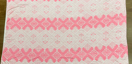 1 yarda geranio rosa blanco borde barroco estampado elástico raynton ITY tela de punto jersey, ideal para proyectos de ropa elegante y transpirable 62" de ancho
