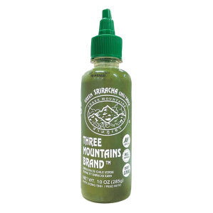 THREE MOUNTAINS GREEN SIRACHA SAUCE 10 OZ SQUEEZE BOTTLE
