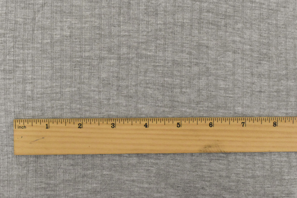 1 Yard Heather Simple Gray Rib Knit Lightweight, Opaque, Soft Hand Ideal for Apparel, 62" Wide