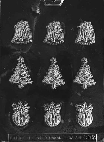 Bite Size Ornaments Bells Trees Chocolate Mold