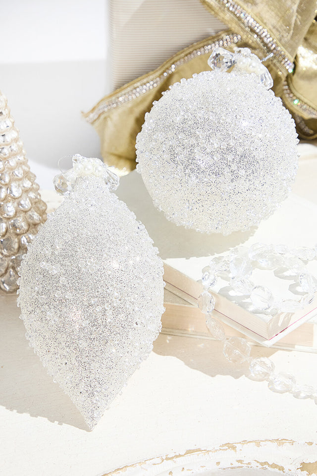 Snow Speckled Glass Ornament