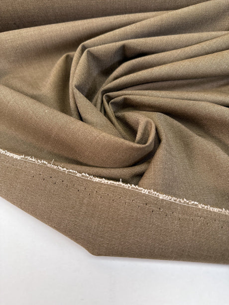 Polyester Blend Plain Melange Brown Green Stretch Fabric